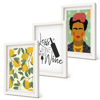 Bilderwand Lemons-Slogan über Wein, Porträt von Frida Kahlo