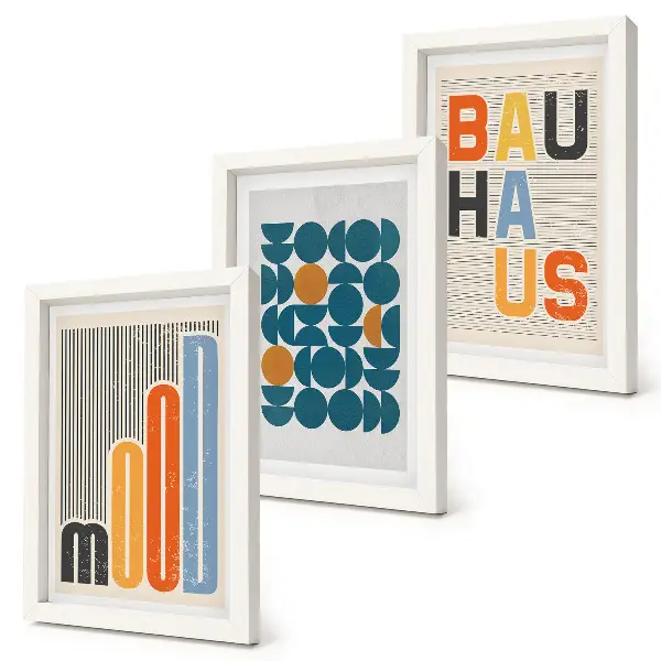 Poster mit geometrischen Mustern im Bauhaus-Stil bilderset mit rahmen