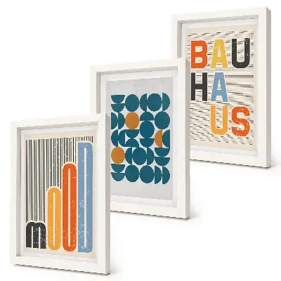 Poster mit geometrischen Mustern im Bauhaus-Stil bilderset mit rahmen