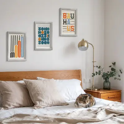 Poster mit geometrischen Mustern im Bauhaus-Stil bilderset mit rahmen