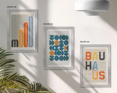 Poster mit geometrischen Mustern im Bauhaus-Stil bilderset mit rahmen