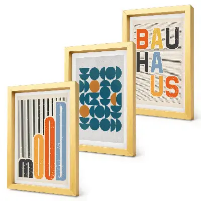 Poster mit geometrischen Mustern im Bauhaus-Stil bilderset mit rahmen