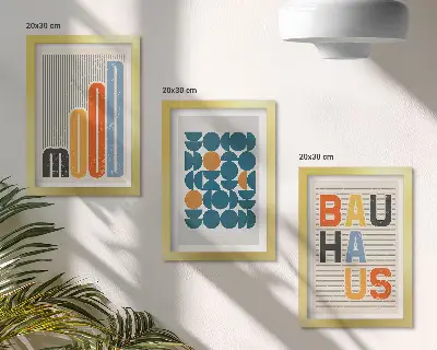 Poster mit geometrischen Mustern im Bauhaus-Stil bilderset mit rahmen