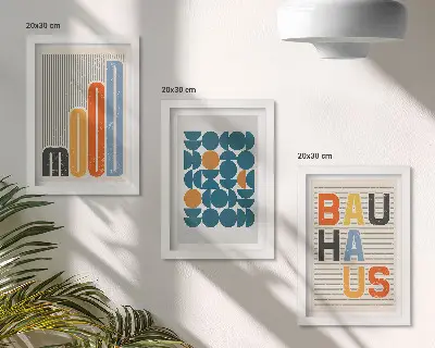 Poster mit geometrischen Mustern im Bauhaus-Stil bilderset mit rahmen