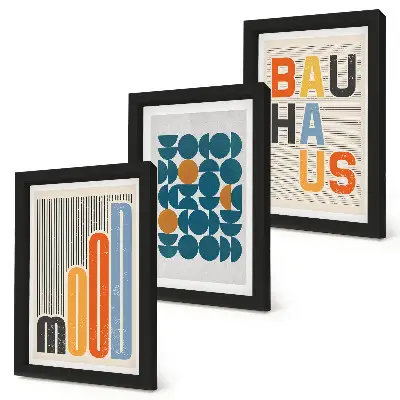 Poster mit geometrischen Mustern im Bauhaus-Stil bilderset mit rahmen