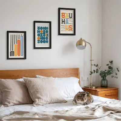Poster mit geometrischen Mustern im Bauhaus-Stil bilderset mit rahmen