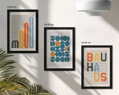 Poster mit geometrischen Mustern im Bauhaus-Stil bilderset mit rahmen