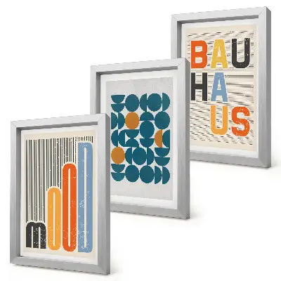 Poster mit geometrischen Mustern im Bauhaus-Stil bilderset mit rahmen