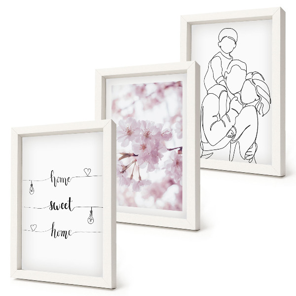 Fotowand Blumen und Familie in einem minimalistischen Design