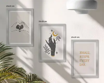 Bilderset mit Rahmen minimalistische Illustrationen mit Boho-Texten