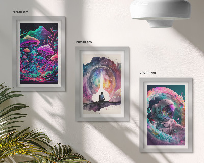 Bilderset mit rahmen Farbenfrohe Illustrationen im Fantasy-Kunststil