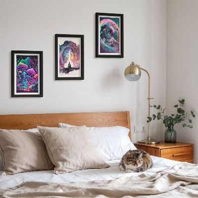 Bilderset mit rahmen Farbenfrohe Illustrationen im Fantasy-Kunststil