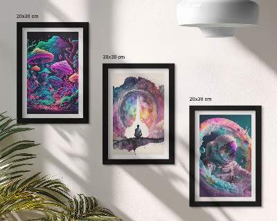 Bilderset mit rahmen Farbenfrohe Illustrationen im Fantasy-Kunststil