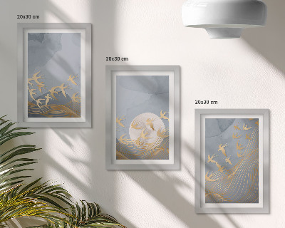 Bilderwand Vögel im Flug vor Himmel und Mond