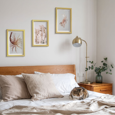 Bilderwand Blumen und Gräser auf hellem Hintergrund in einem harmonischen Set