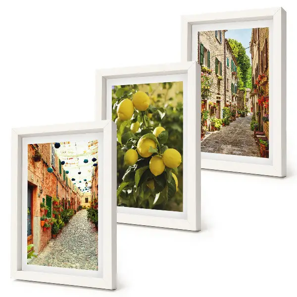 Fotowand charmante Straßen mit Blumen und Zitronen
