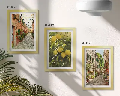 Fotowand charmante Straßen mit Blumen und Zitronen