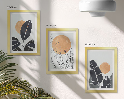 Fotowand Pflanzenmuster mit großen Sonnen, minimalistischer Stil