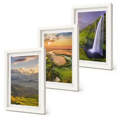 Bilderwand mit Bergfluss- und Wasserfallmotiven in der Natur