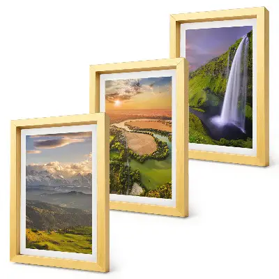Bilderwand mit Bergfluss- und Wasserfallmotiven in der Natur