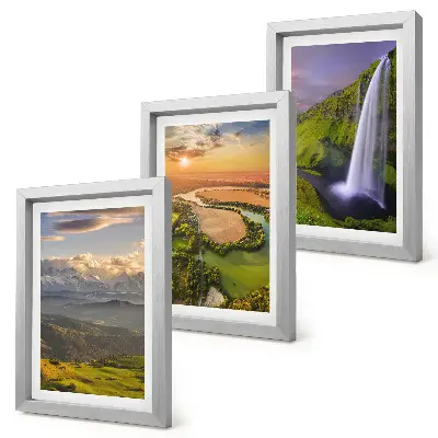 Bilderwand mit Bergfluss- und Wasserfallmotiven in der Natur