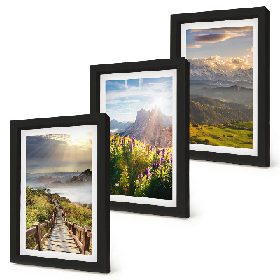 Bilderwand Berglandschaften mit Blumen, Himmel und Weg
