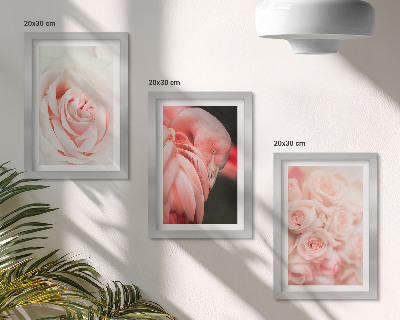Bilderwand Pastellrosa und Flamingo in zarten Farbtönen