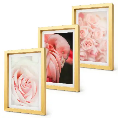 Bilderwand in Pastellrosa und Flamingotönen