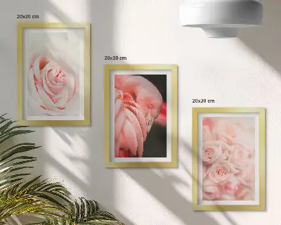 Bilderwand in Pastellrosa und Flamingotönen