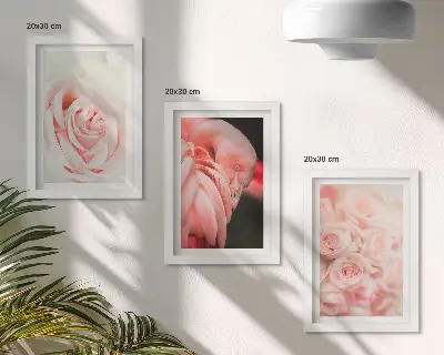 Bilderwand in Pastellrosa und Flamingotönen