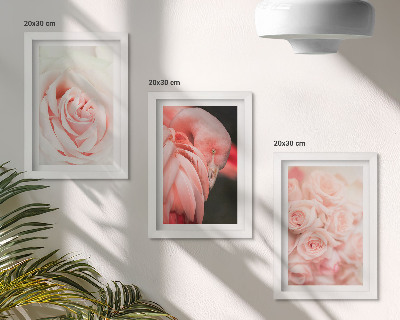 Bilderwand Pastellrosa und Flamingo in zarten Farbtönen