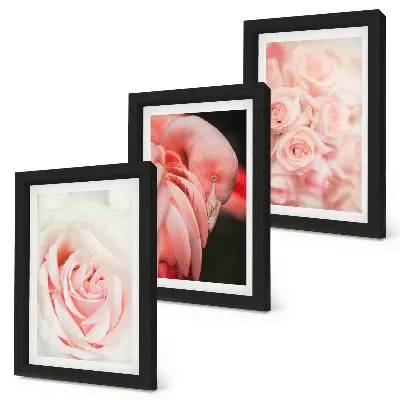 Bilderwand in Pastellrosa und Flamingotönen