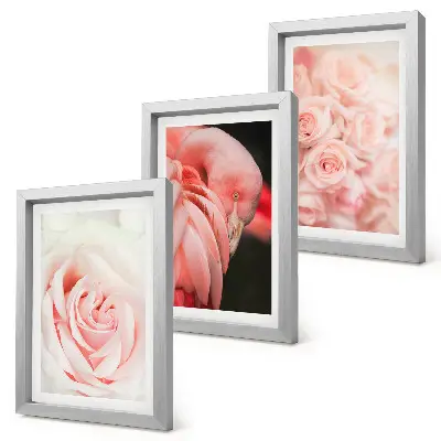 Bilderwand in Pastellrosa und Flamingotönen