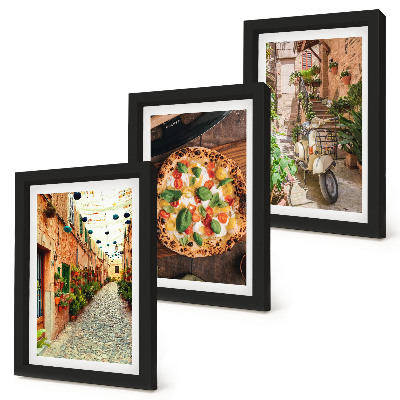Fotowand Charmante Straßen mit Pflanzen und italienischer Pizza