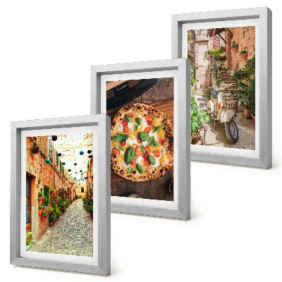 Fotowand Charmante Straßen mit Pflanzen und italienischer Pizza