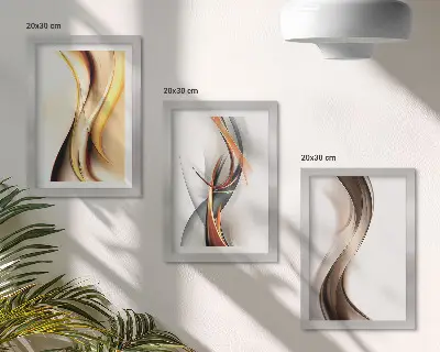 Bilderwand mit Wellenmotiv in Gelb-, Grau- und Brauntönen