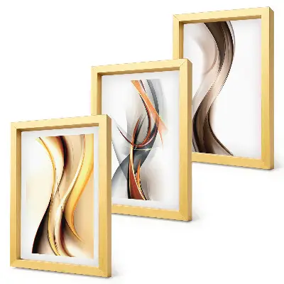 Bilderwand mit Wellenmotiv in Gelb-, Grau- und Brauntönen