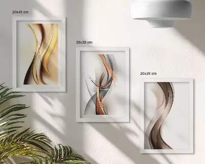 Bilderwand mit Wellenmotiv in Gelb-, Grau- und Brauntönen