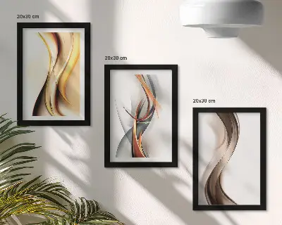Bilderwand mit Wellenmotiv in Gelb-, Grau- und Brauntönen