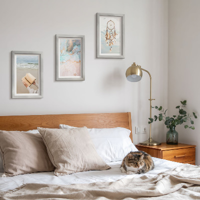 Bilderwand Abstraktes Meereslesebuch und Boho-Traumfänger