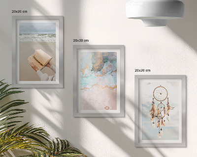 Bilderwand Abstraktes Meereslesebuch und Boho-Traumfänger
