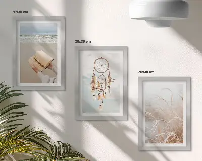 Bilderwand friedliche Landschaften mit zarten Sommeransichten im Boho-Stil