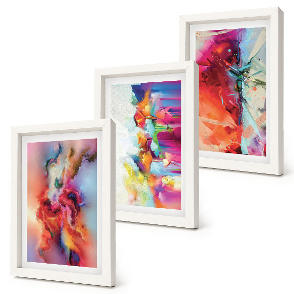 Bilderwand Farbenfrohe Abstraktionen mit dynamischen Formen und Gestalten