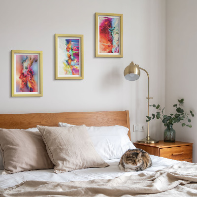 Bilderwand Farbenfrohe Abstraktionen mit dynamischen Formen und Gestalten