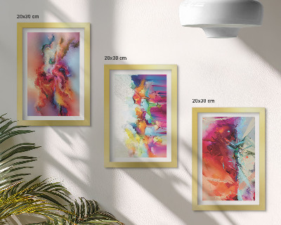 Bilderwand Farbenfrohe Abstraktionen mit dynamischen Formen und Gestalten