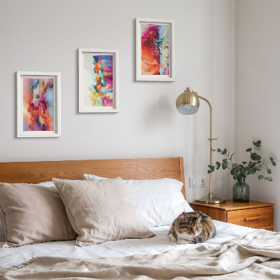 Bilderwand Farbenfrohe Abstraktionen mit dynamischen Formen und Gestalten