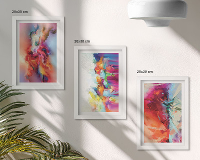 Bilderwand Farbenfrohe Abstraktionen mit dynamischen Formen und Gestalten
