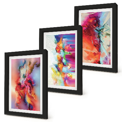 Bilderwand Farbenfrohe Abstraktionen mit dynamischen Formen und Gestalten