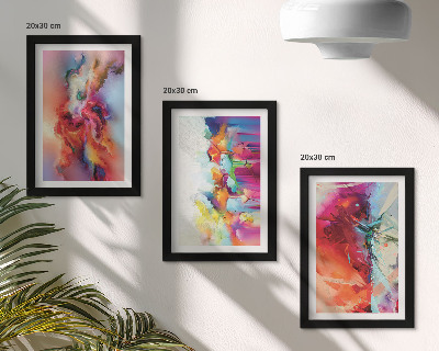Bilderwand Farbenfrohe Abstraktionen mit dynamischen Formen und Gestalten