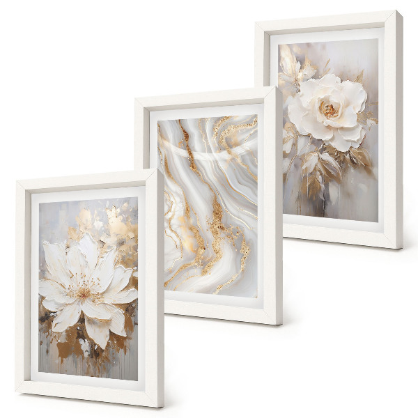 Fotowand Blumen und abstraktes Marmormuster